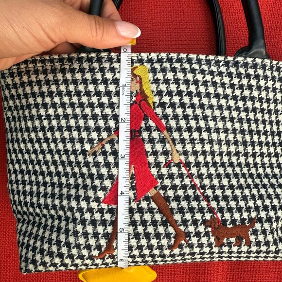 Rare Modella Houndstooth Lady Walking Dog Purse – Small Top Handle - Picture 7 of 9